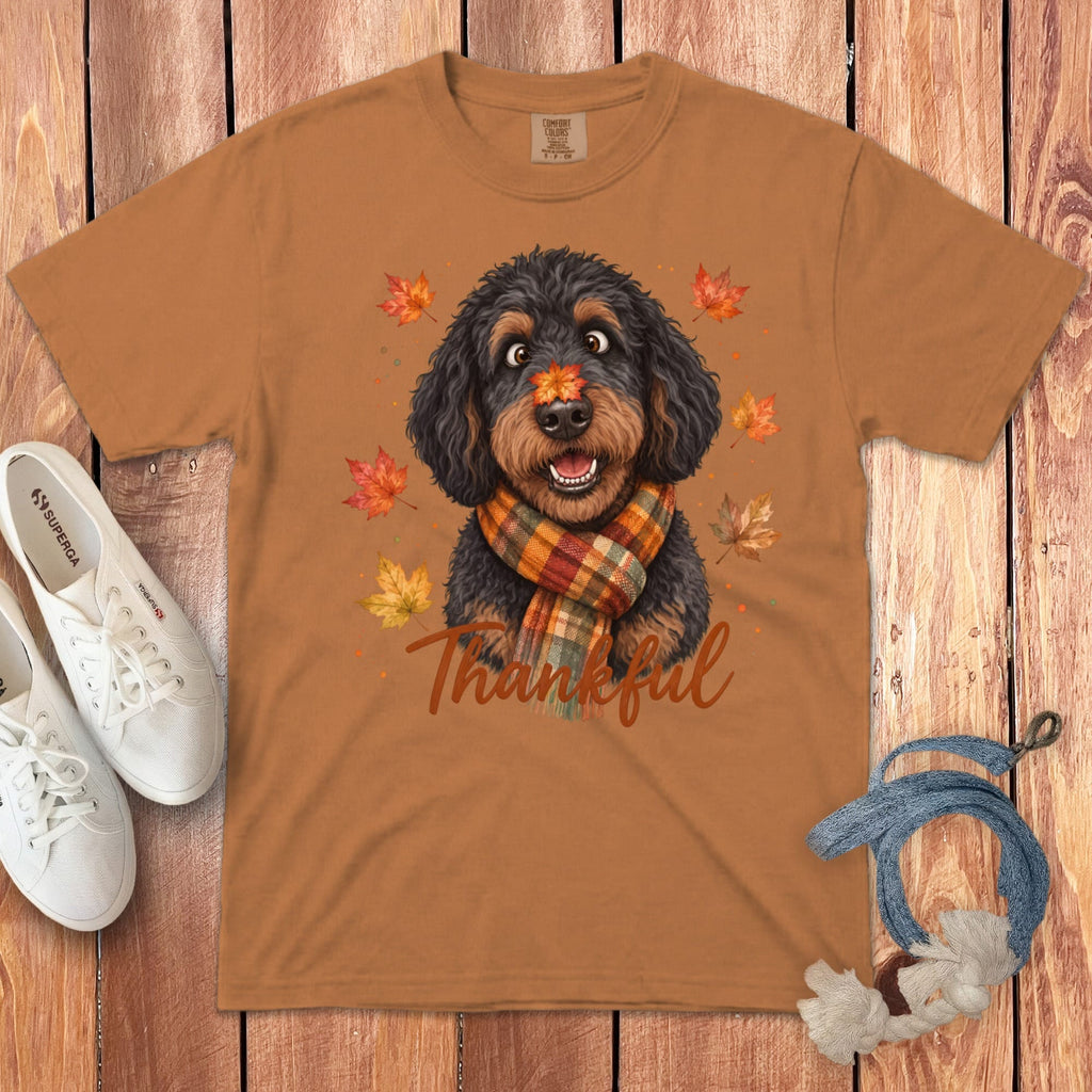 Phantom Goldendoodle Thankful Signature T-Shirt in Yam / S by Puppy Jo