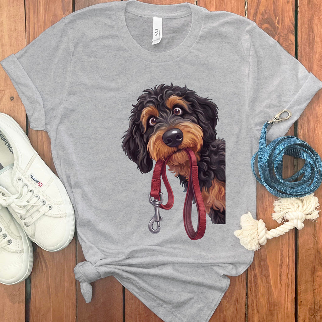Phantom Goldendoodle Walk T-Shirt in Athletic Heather / S by Puppy Jo