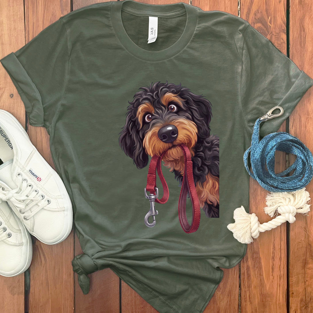Phantom Goldendoodle Walk T-Shirt in Military Green / S by Puppy Jo