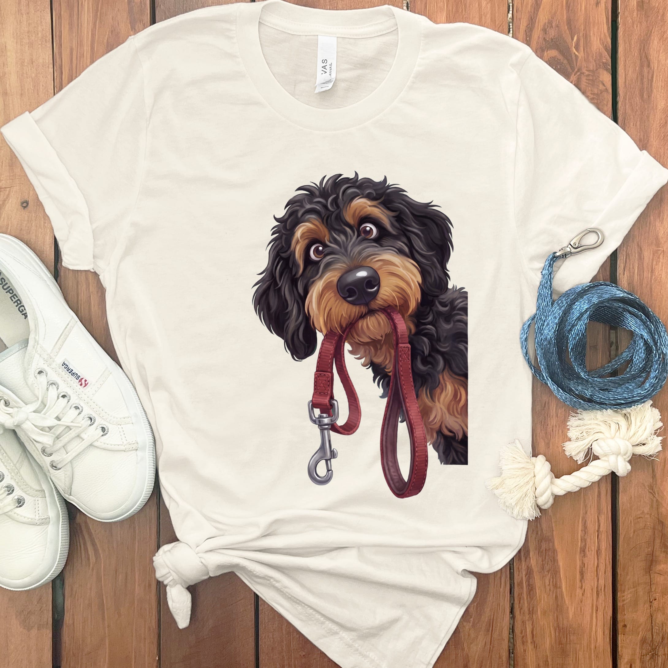 Phantom Goldendoodle Walk T-Shirt in Natural / S by Puppy Jo