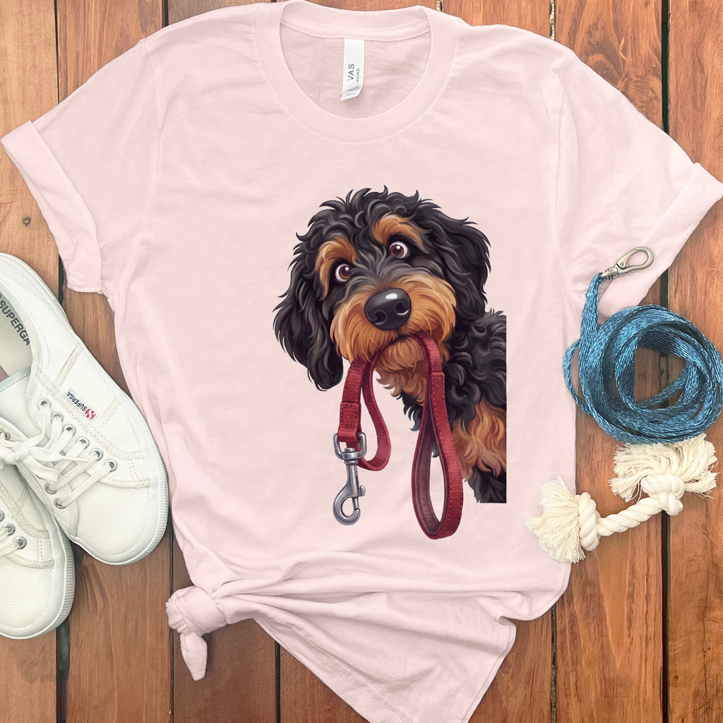 Phantom Goldendoodle Walk T-Shirt in Soft Pink / S by Puppy Jo