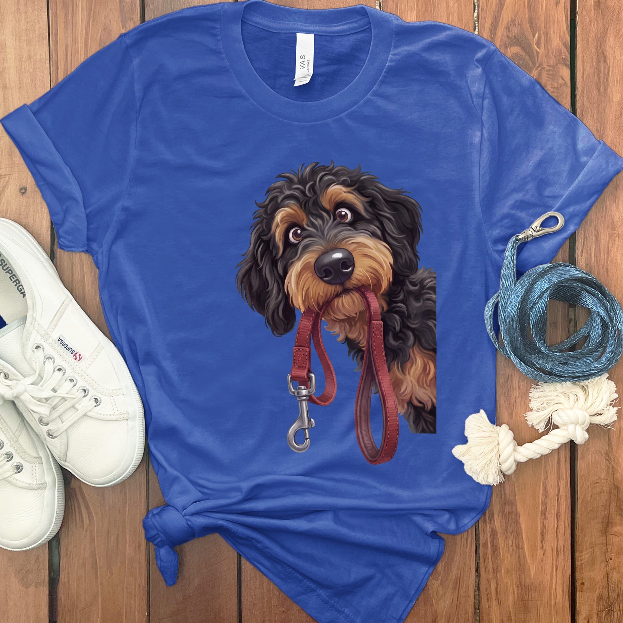 Phantom Goldendoodle Walk T-Shirt in True Royal / S by Puppy Jo