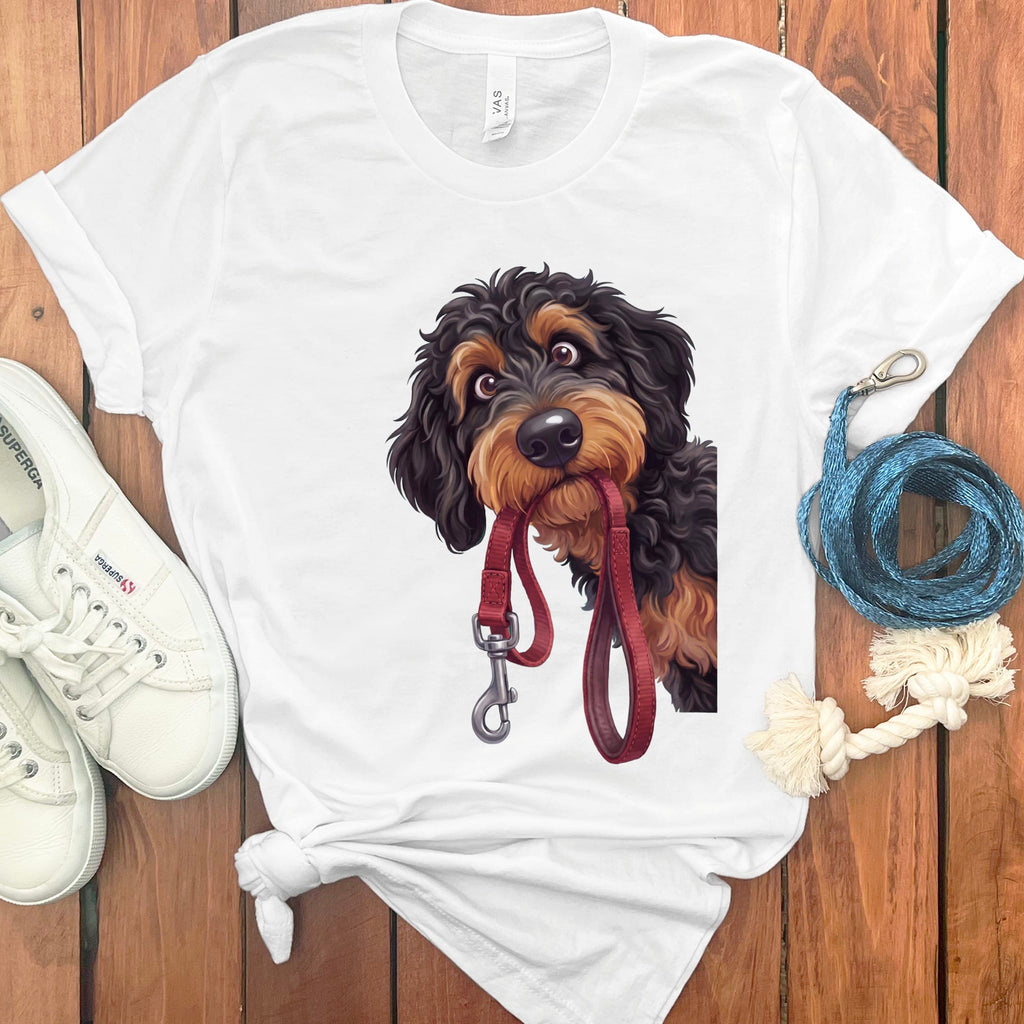 Phantom Goldendoodle Walk T-Shirt in White / S by Puppy Jo