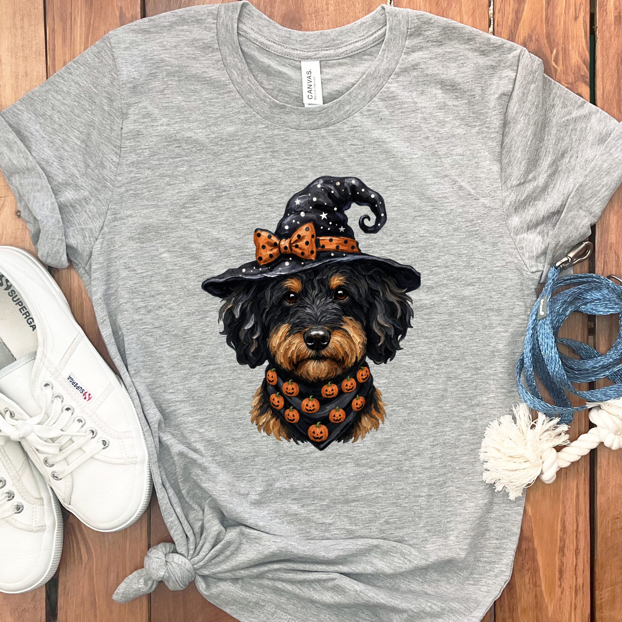 Phantom Goldendoodle Witch Hat T-Shirt in Athletic Heather / S by MyDesigns