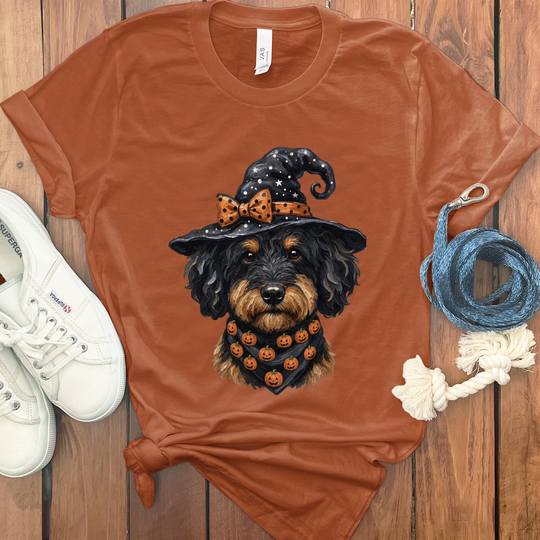 Phantom Goldendoodle Witch Hat T-Shirt in Autumn / S by MyDesigns