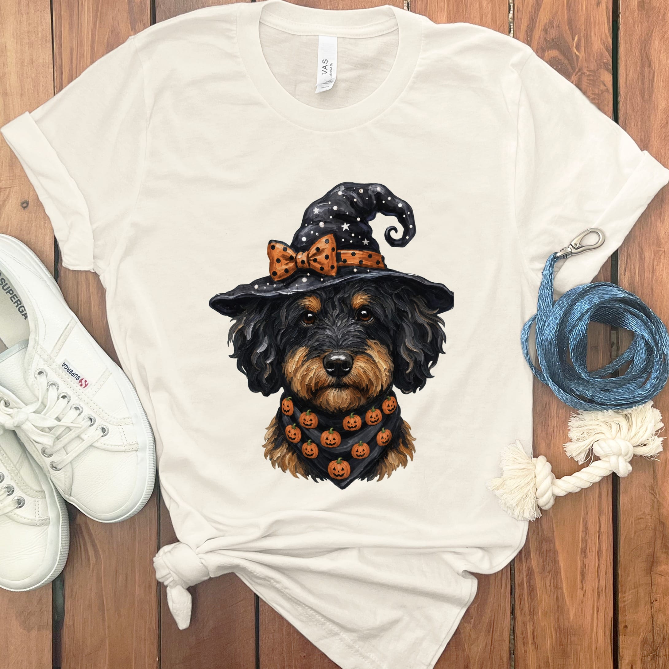 Phantom Goldendoodle Witch Hat T-Shirt in Natural / S by MyDesigns