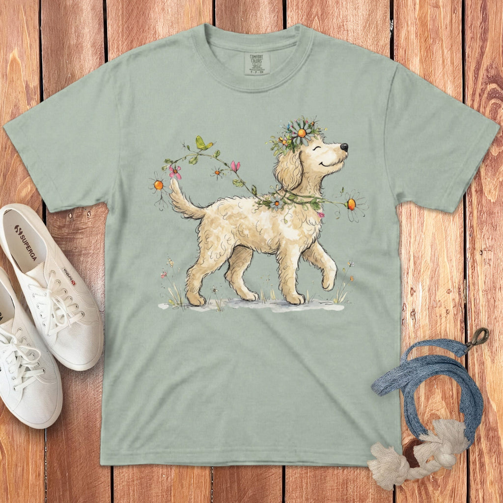 Prancing Cream Doodle Signature T-Shirt in Bay / S by Puppy Jo