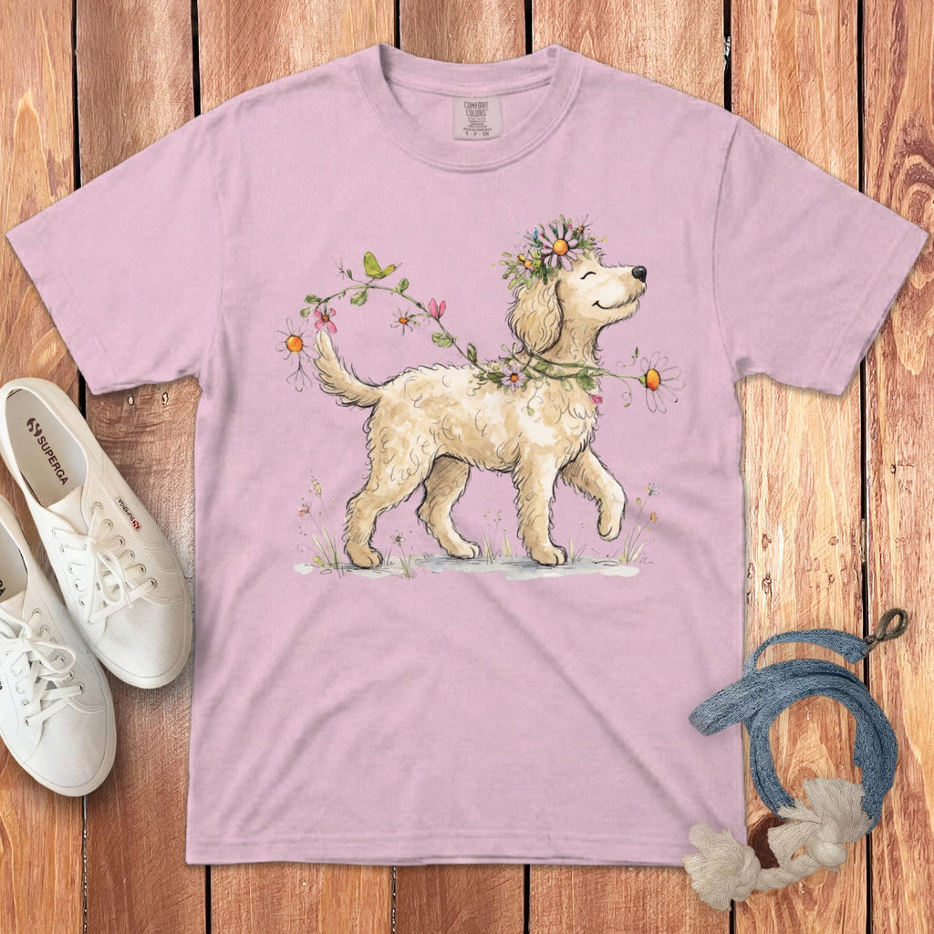 Prancing Cream Doodle Signature T-Shirt in Blossom / S by Puppy Jo
