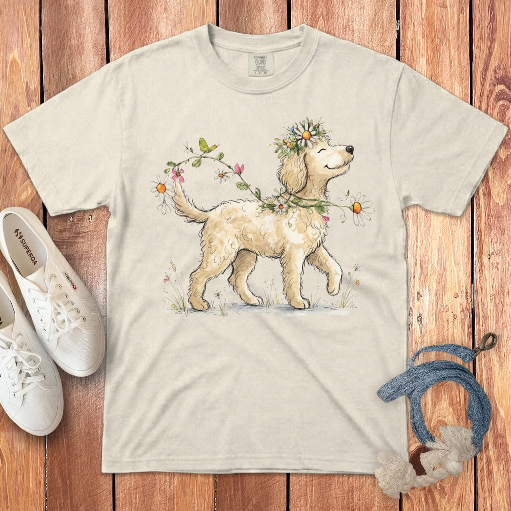 Prancing Cream Doodle Signature T-Shirt in Ivory / S by Puppy Jo
