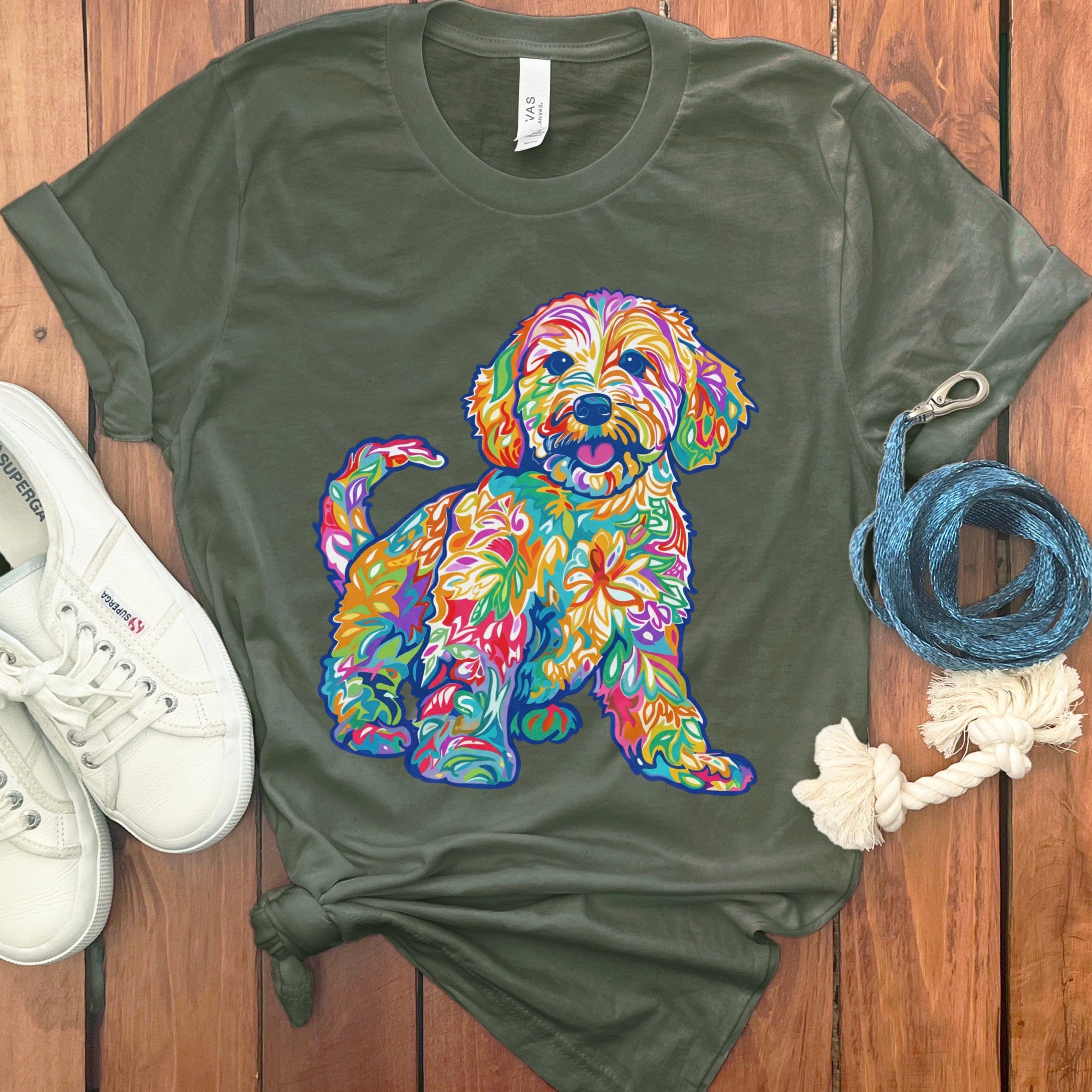 Preppy Doodle T-Shirt in Military Green / S by Puppy Jo