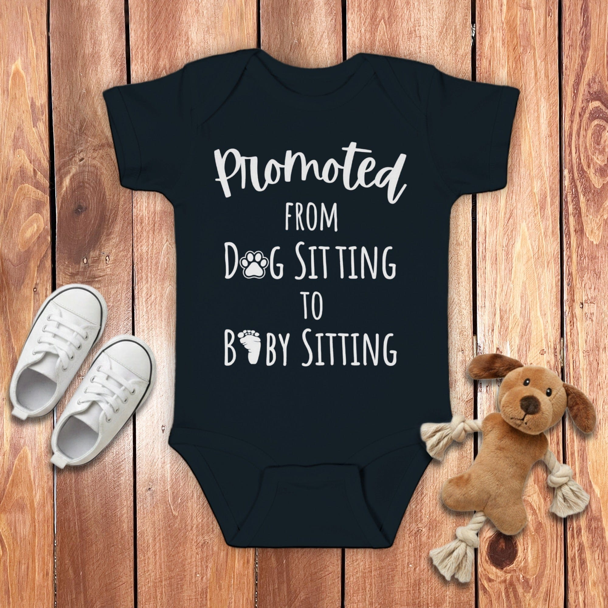 Promoted New Baby Bodysuit in Black / 6M by Puppy Jo