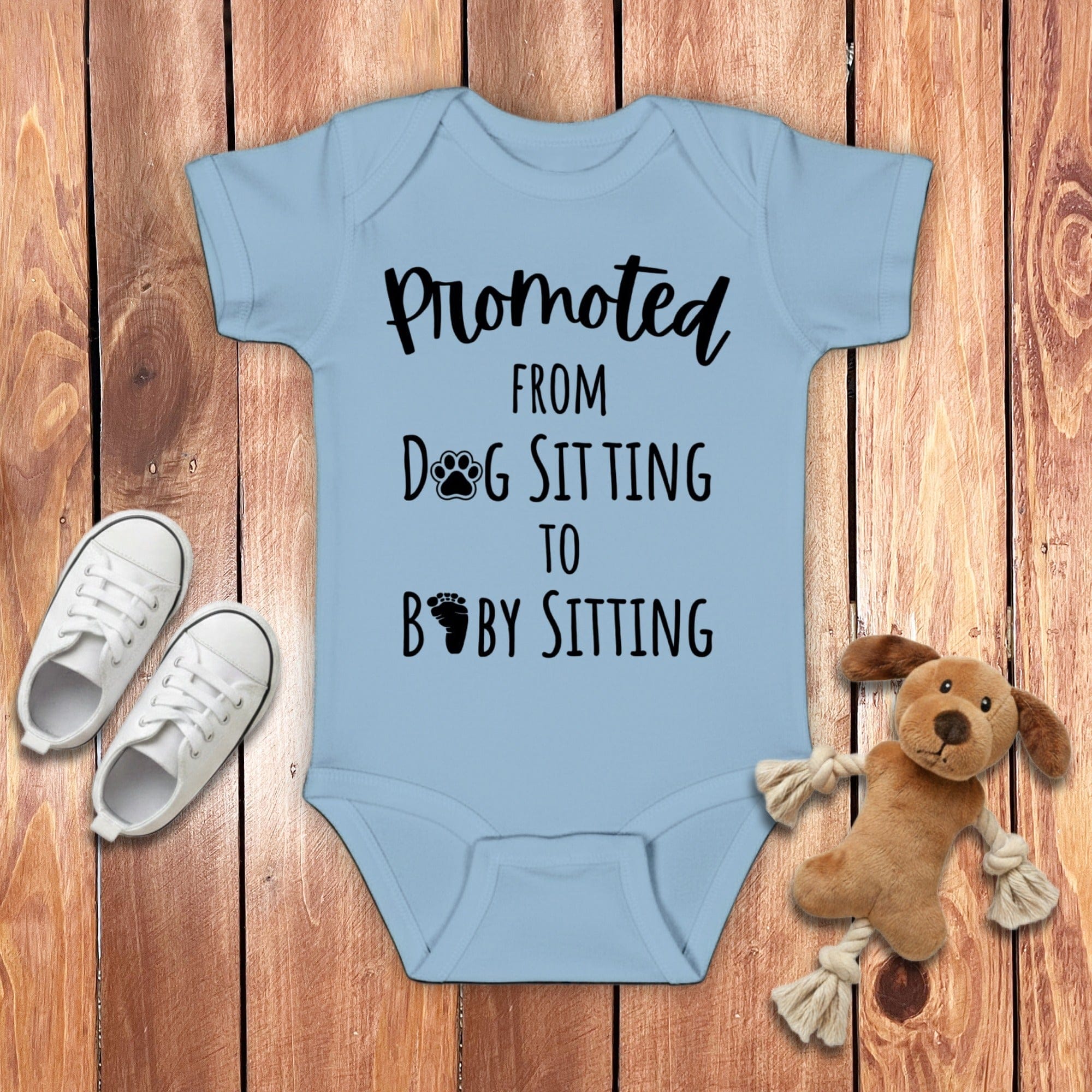 Promoted New Baby Bodysuit in Light Blue / 6M by Puppy Jo