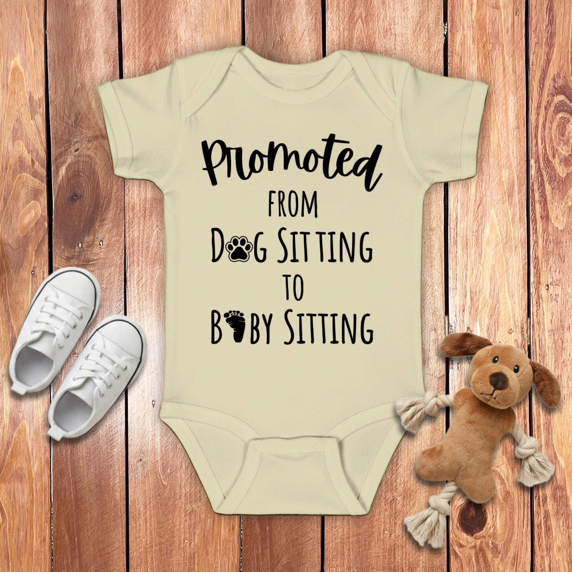 Promoted New Baby Bodysuit in Natural / 6M by Puppy Jo
