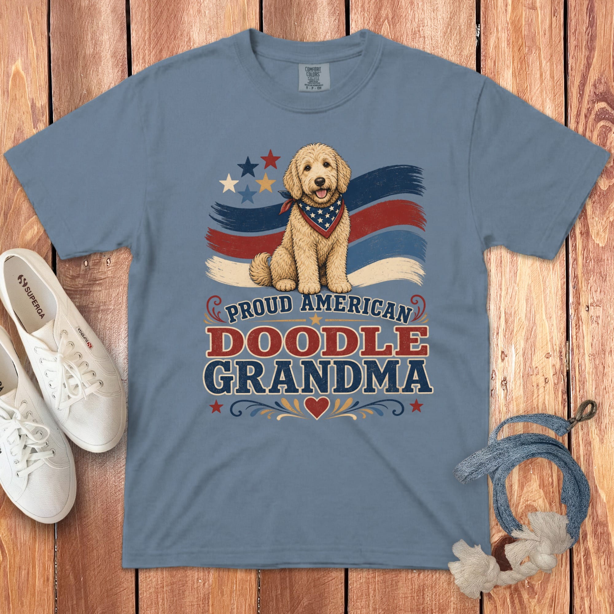 Proud Doodle Signature T-Shirt in Blue Jean / M by Puppy Jo