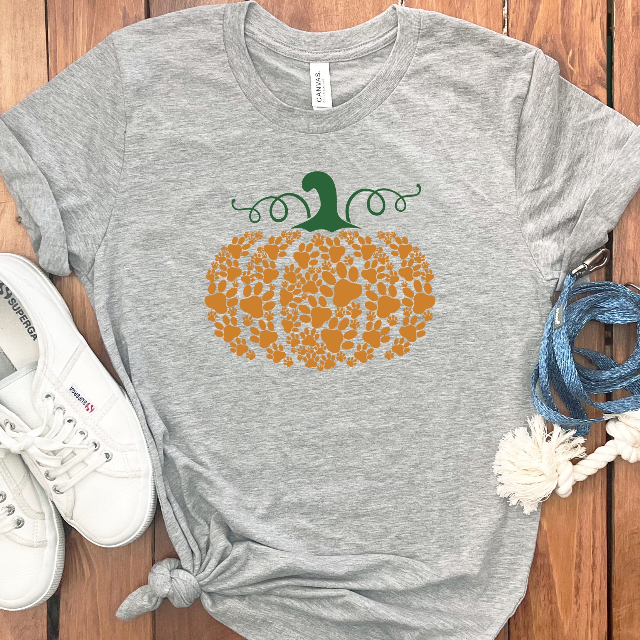Pumpkin Dog Lover T-Shirt in Athletic Heather / S by Puppy Jo