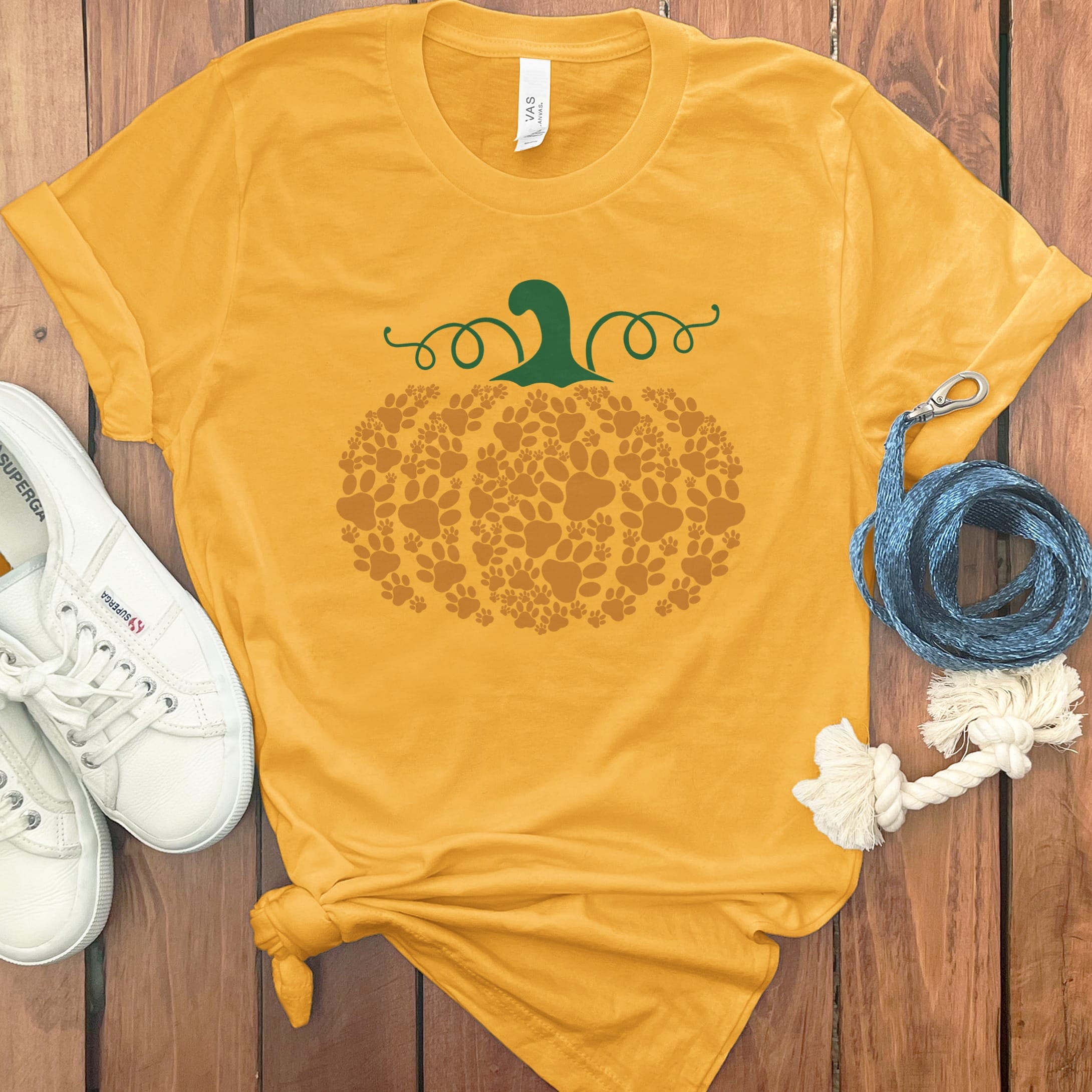 Pumpkin Dog Lover T-Shirt in Gold / S by Puppy Jo