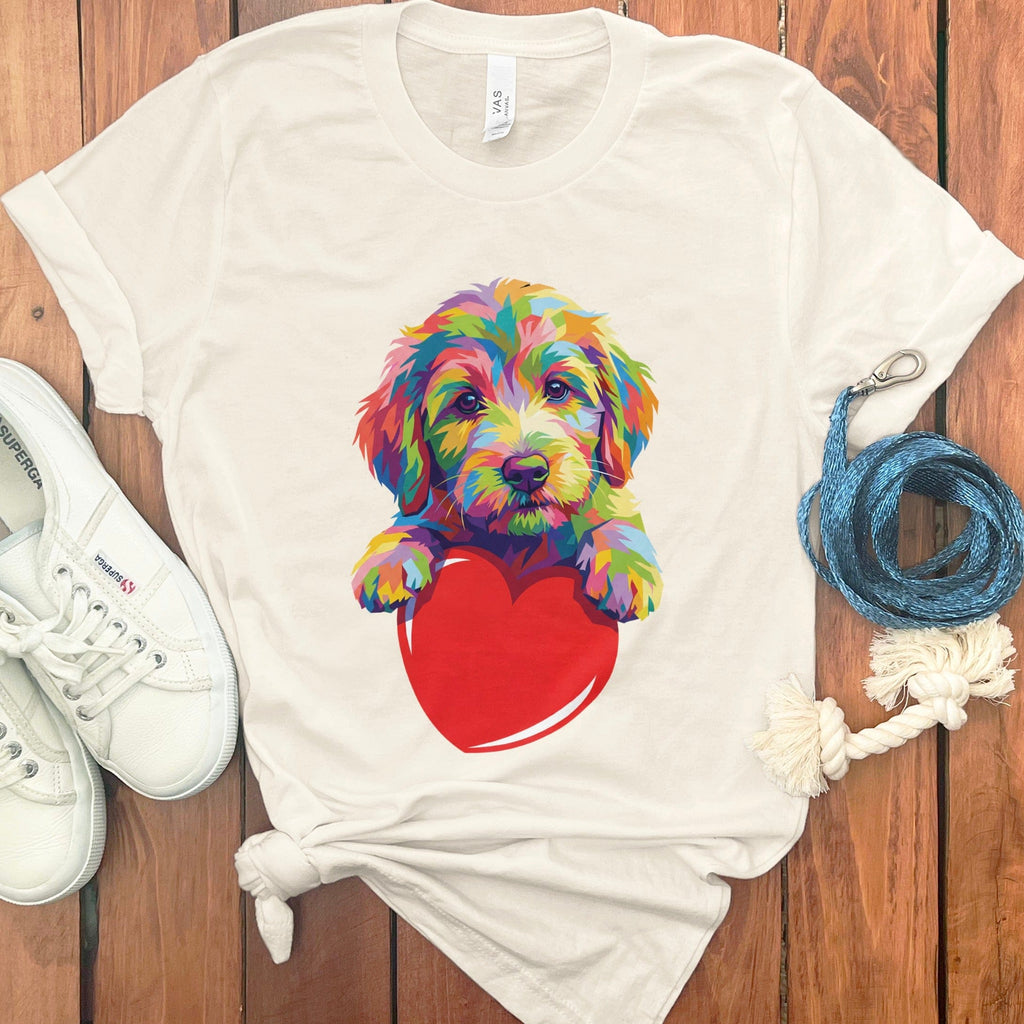 Rainbow Doodle Heart T-Shirt in Natural / S by Puppy Jo