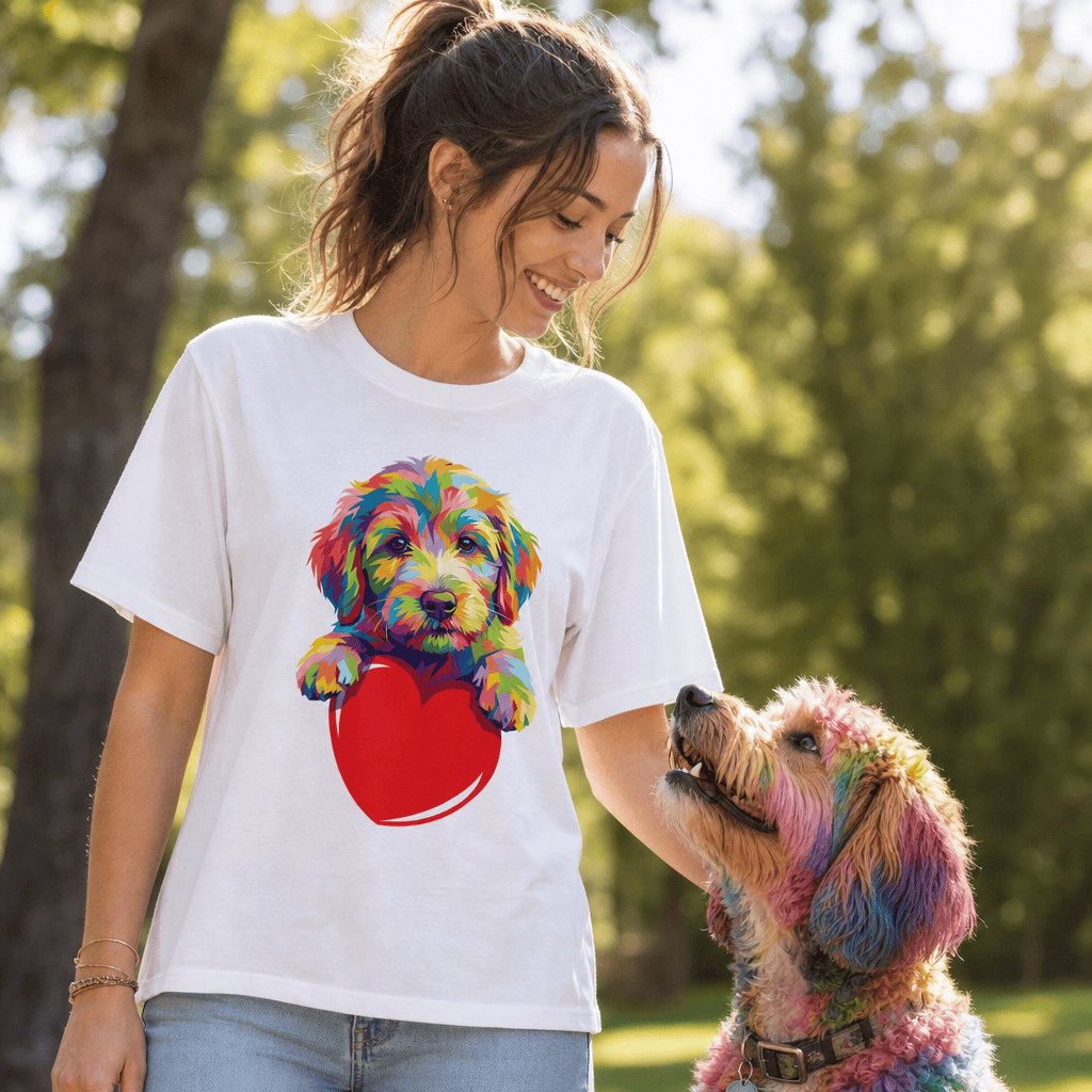Rainbow Doodle Heart T-Shirt in by Puppy Jo