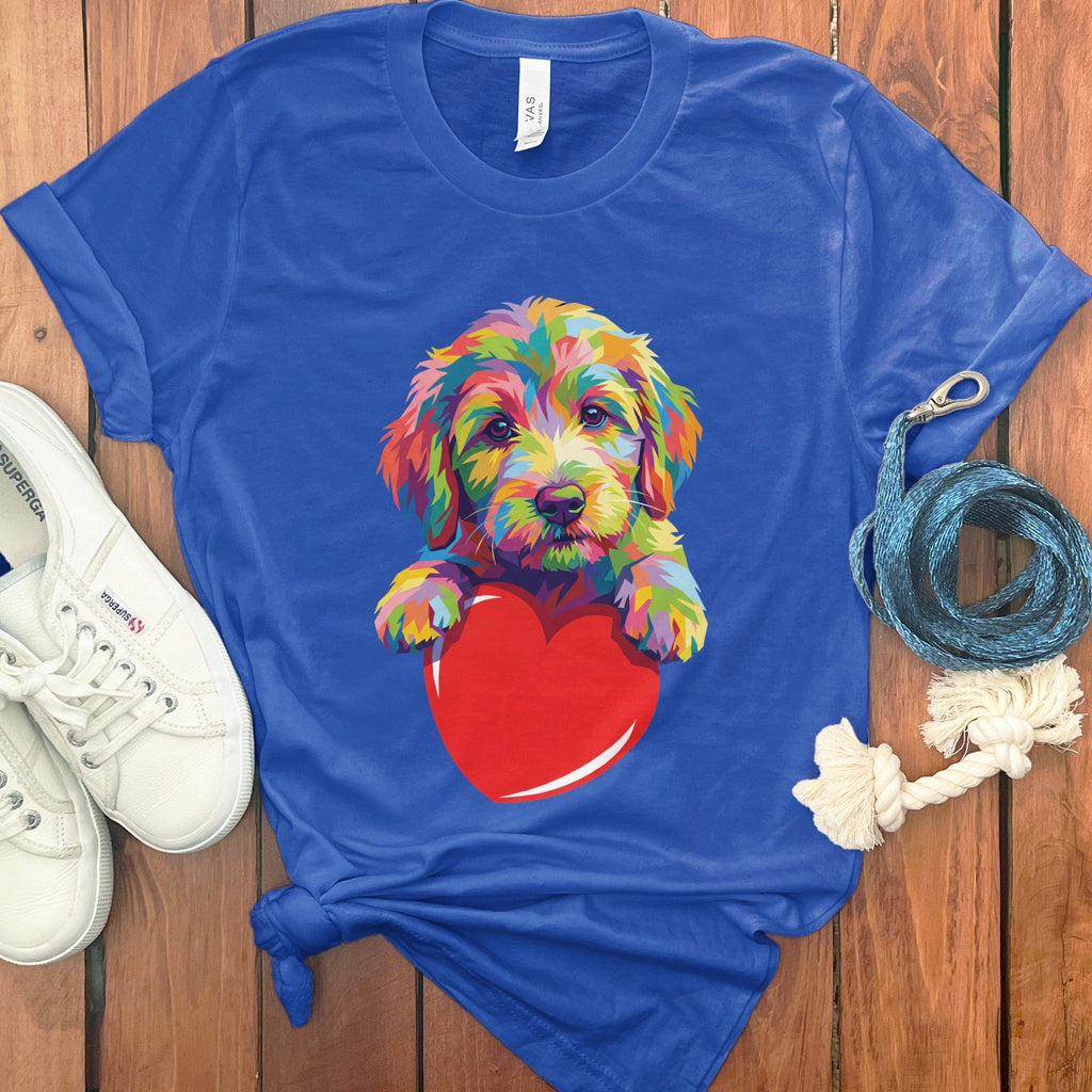 Rainbow Doodle Heart T-Shirt in True Royal / S by Puppy Jo