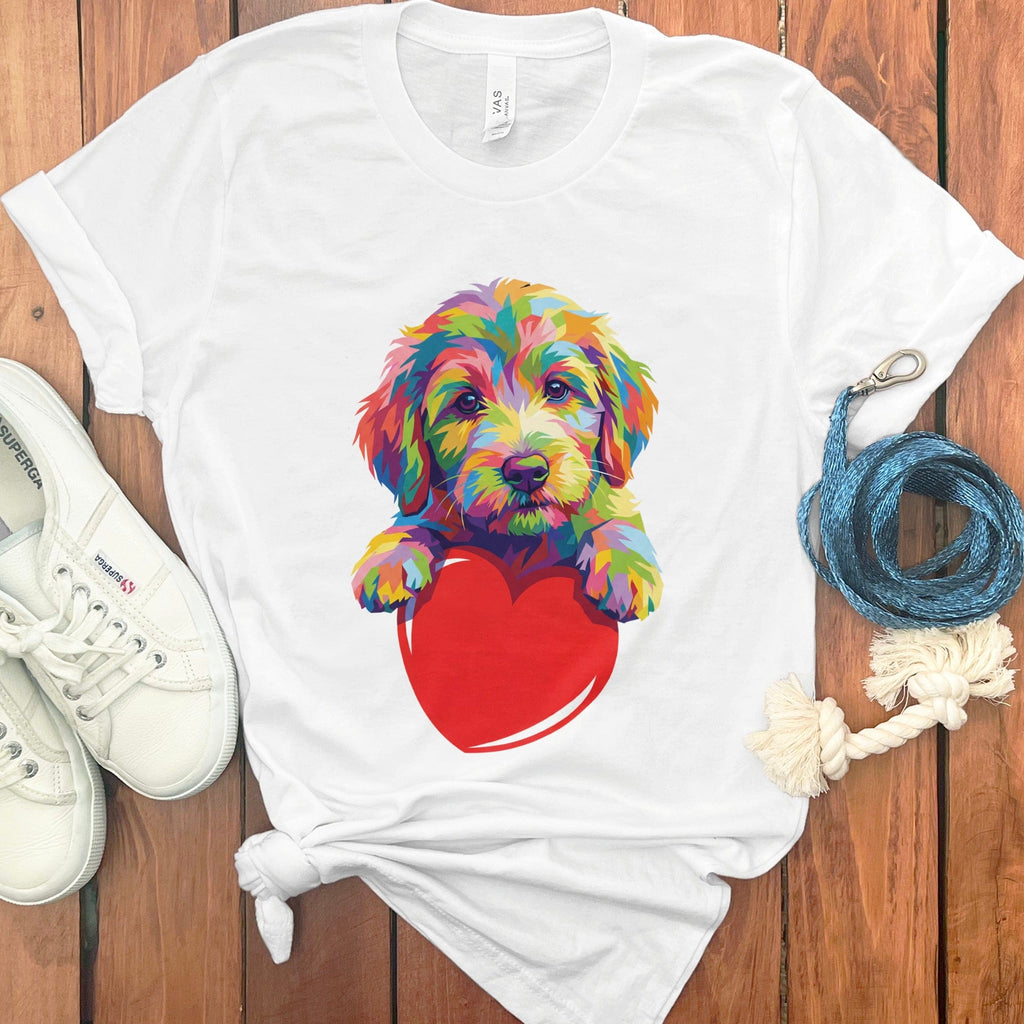 Rainbow Doodle Heart T-Shirt in White / S by Puppy Jo