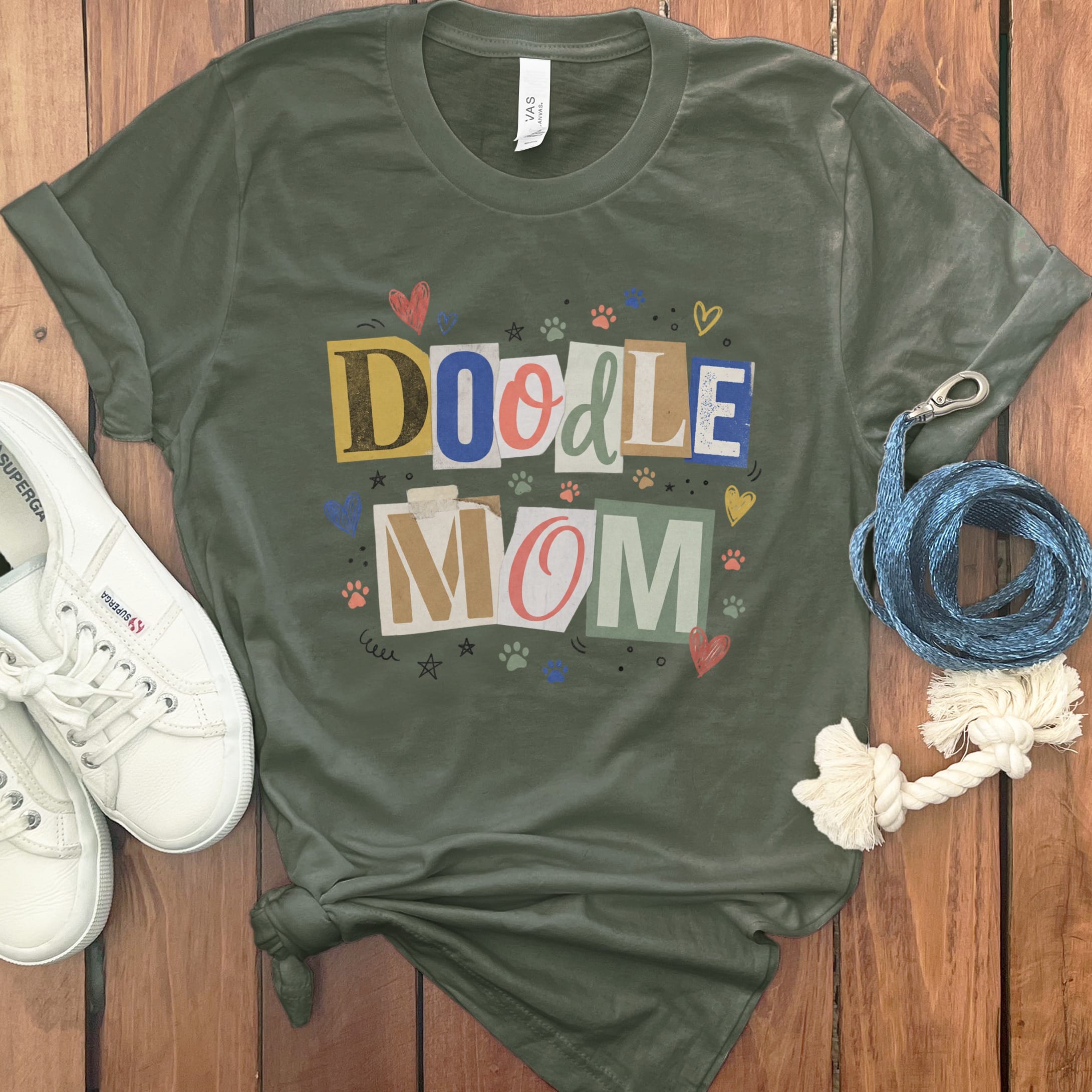 Ransom Doodle Mom T-Shirt in Military Green / S by Puppy Jo