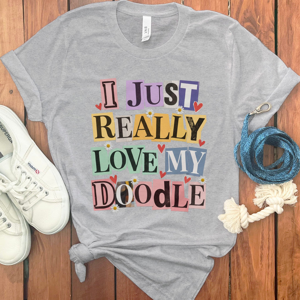 Ransom Love Doodle T-Shirt in Athletic Heather / S by Puppy Jo