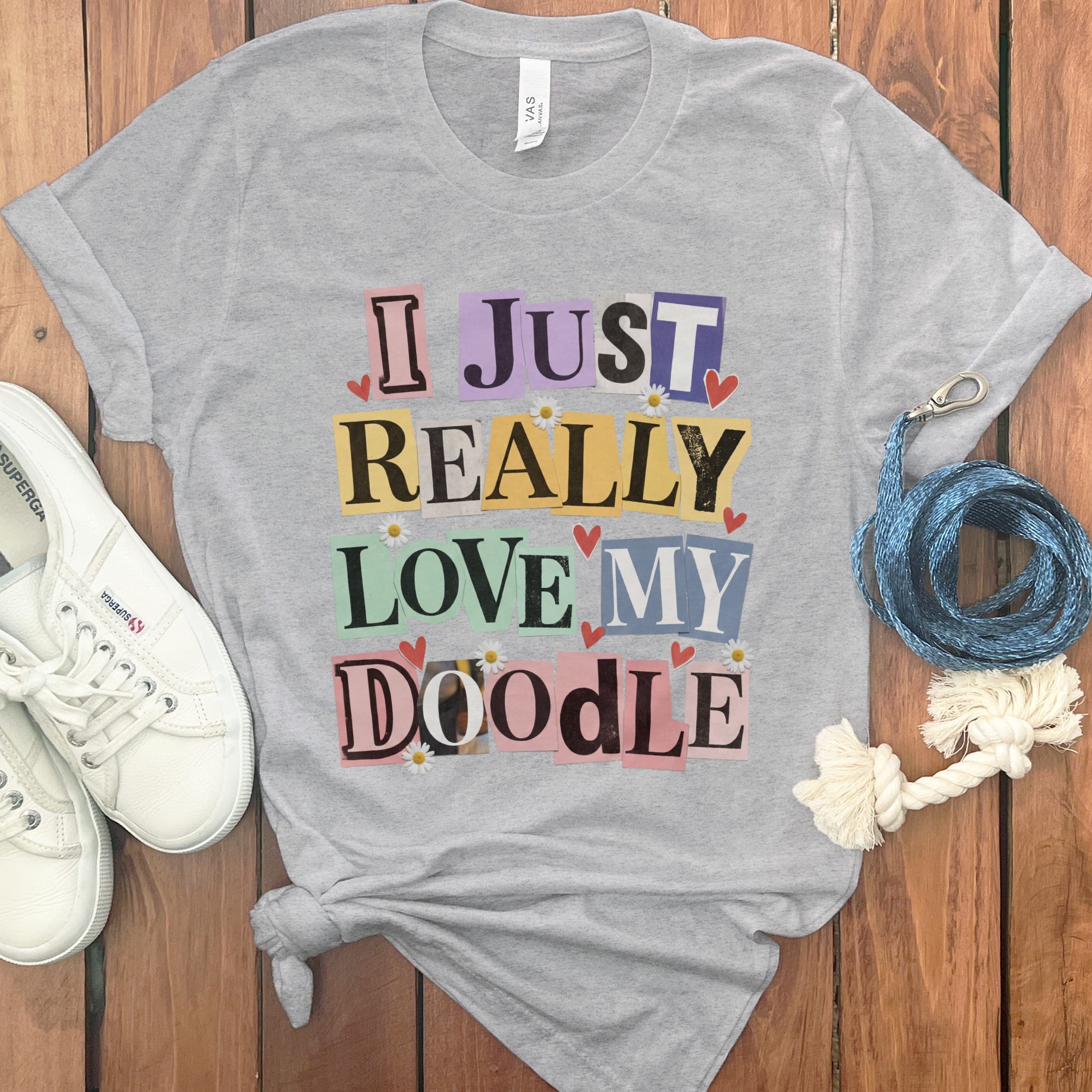Ransom Love Doodle T-Shirt in Athletic Heather / S by Puppy Jo
