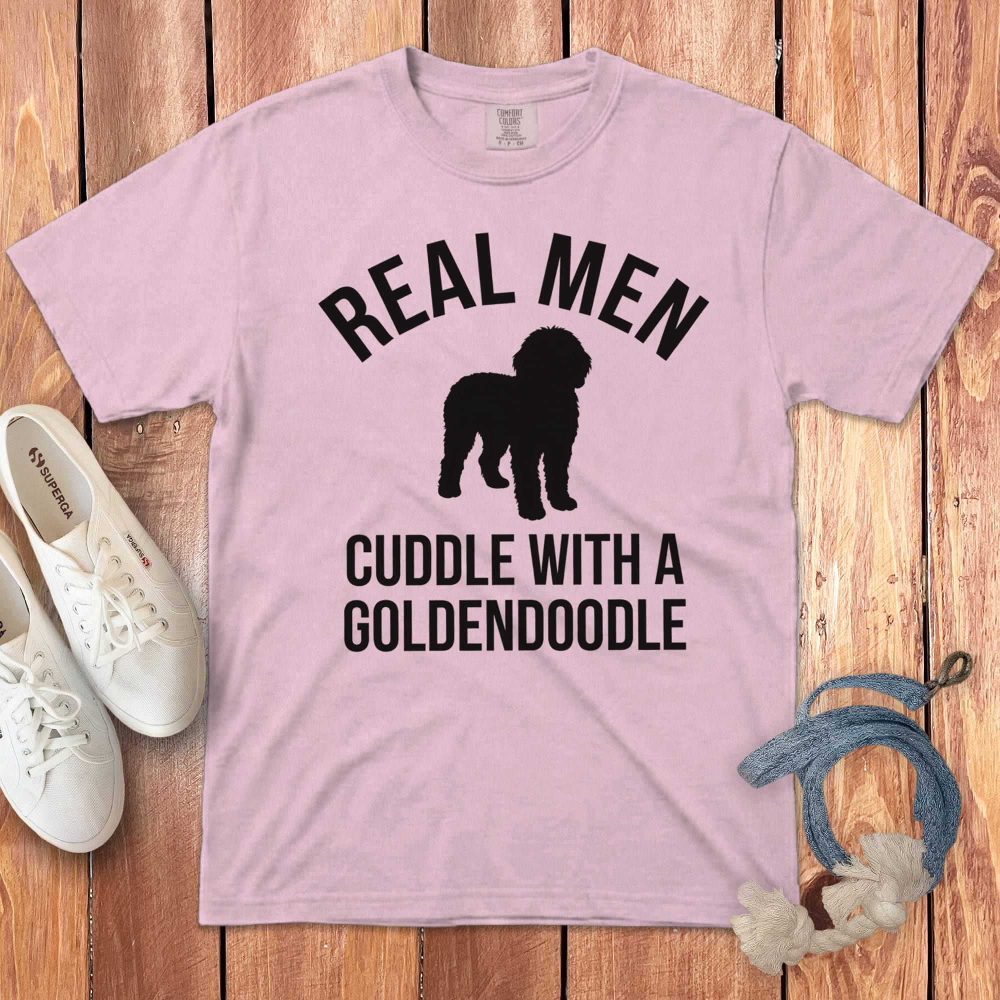 Real Men Goldendoodle Signature T-Shirt in Blossom / S by Puppy Jo