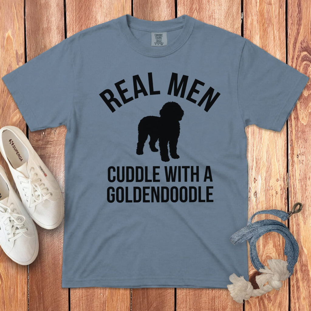Real Men Goldendoodle Signature T-Shirt in Blue Jean / S by Puppy Jo