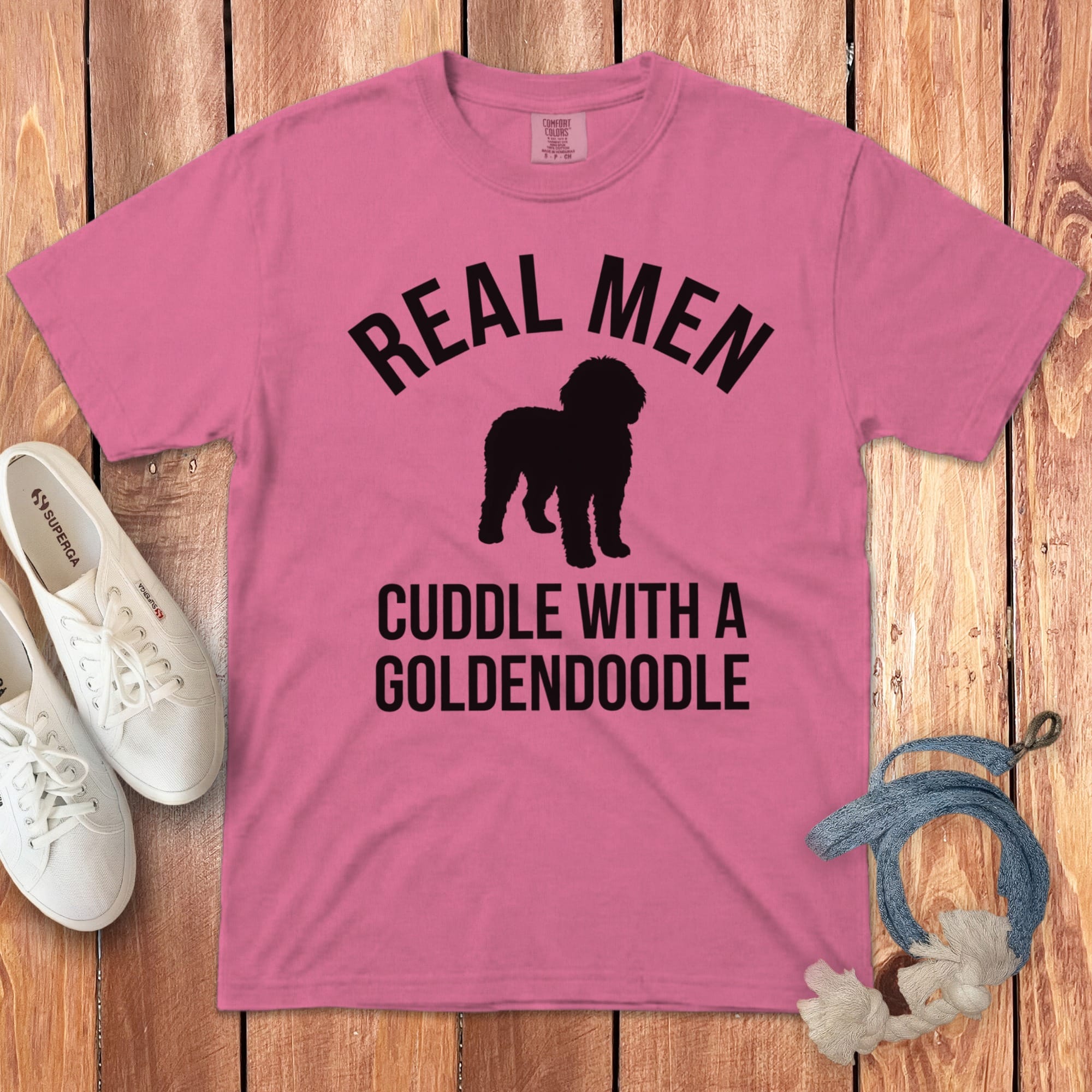 Real Men Goldendoodle Signature T-Shirt in Crunchberry / S by Puppy Jo
