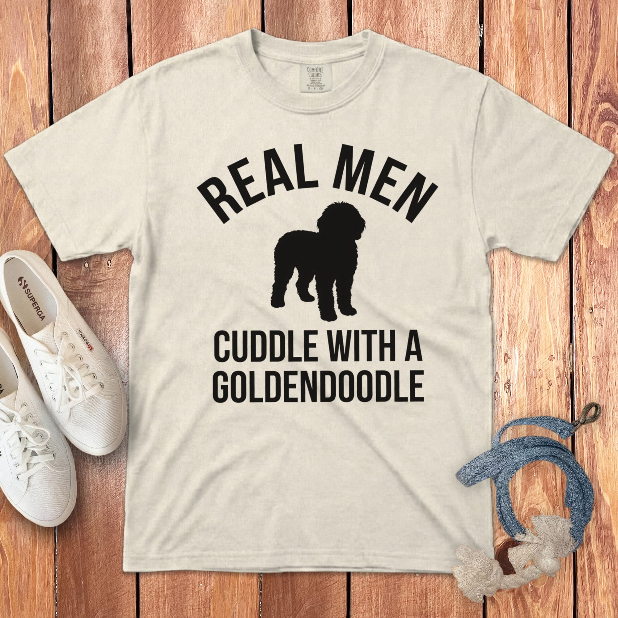 Real Men Goldendoodle Signature T-Shirt in Ivory / S by Puppy Jo