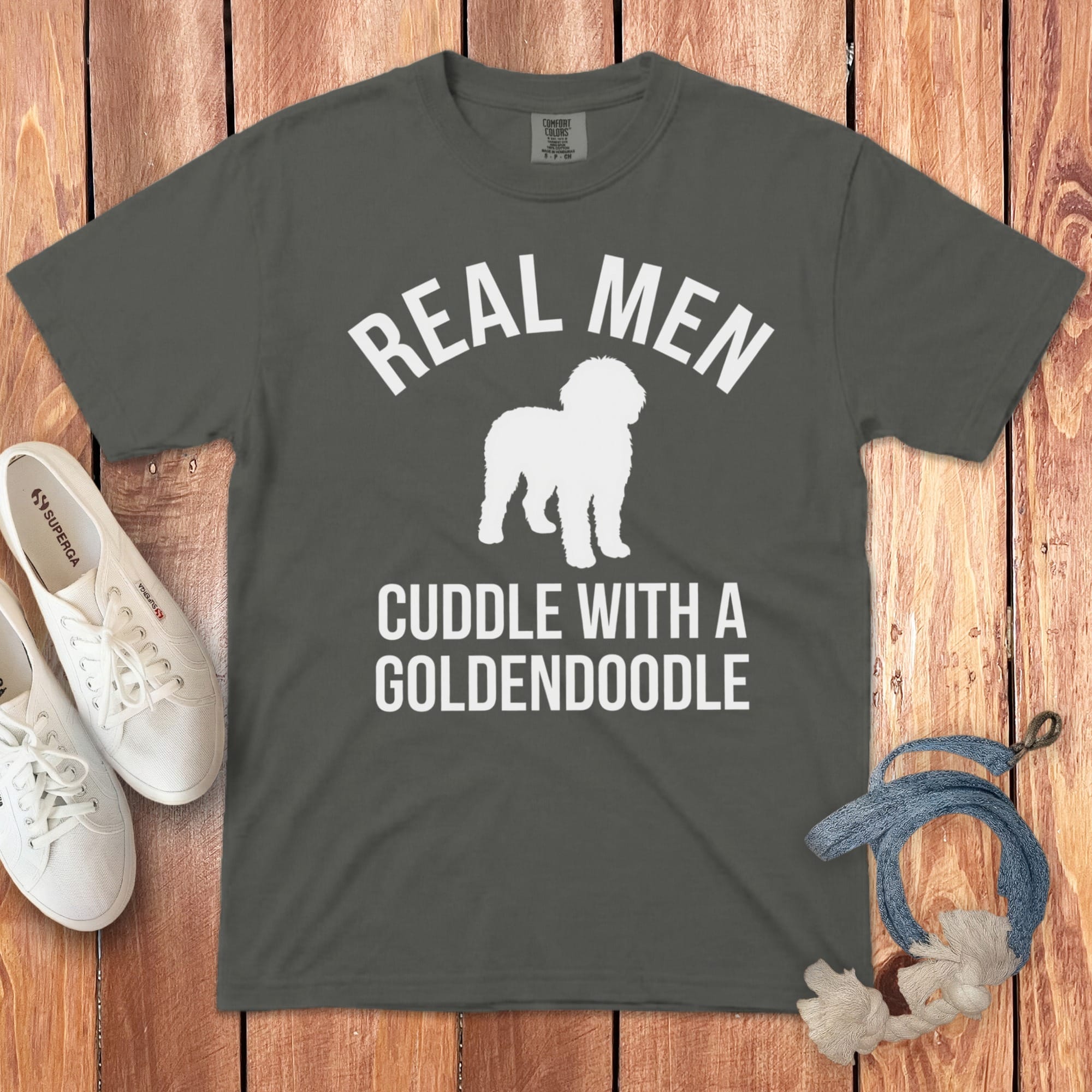 Real Men Goldendoodle Signature T-Shirt in Pepper / S by Puppy Jo