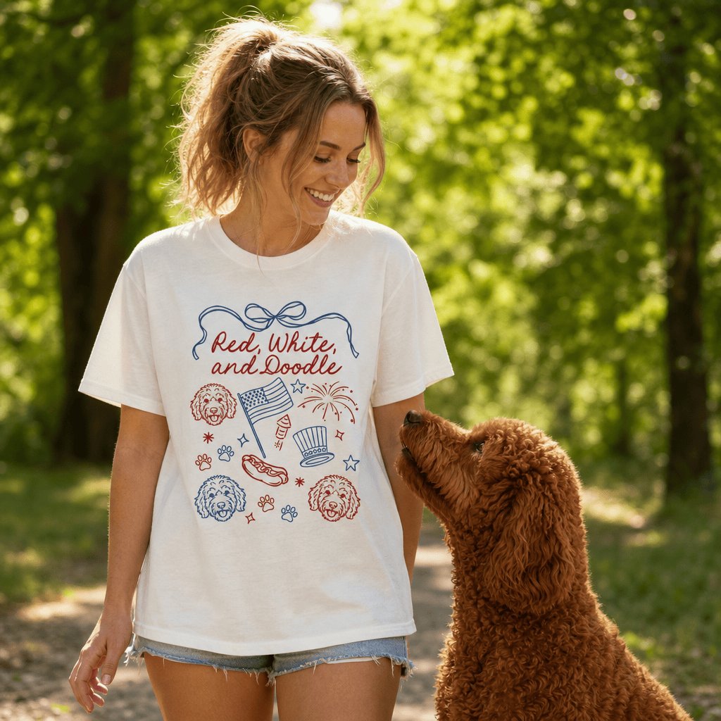 Red White Doodle T-Shirt in by Puppy Jo