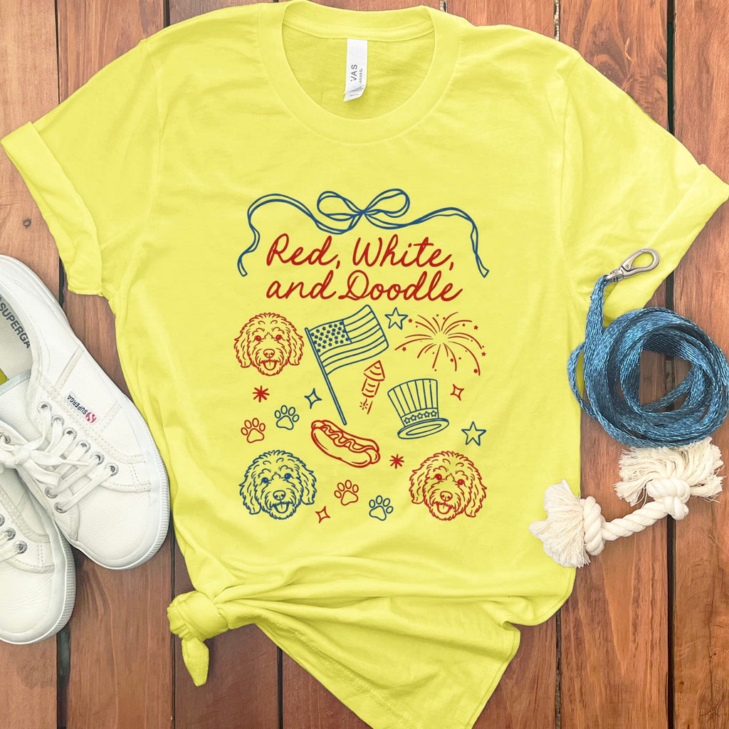 Red White Doodle T-Shirt in Yellow / S by Puppy Jo