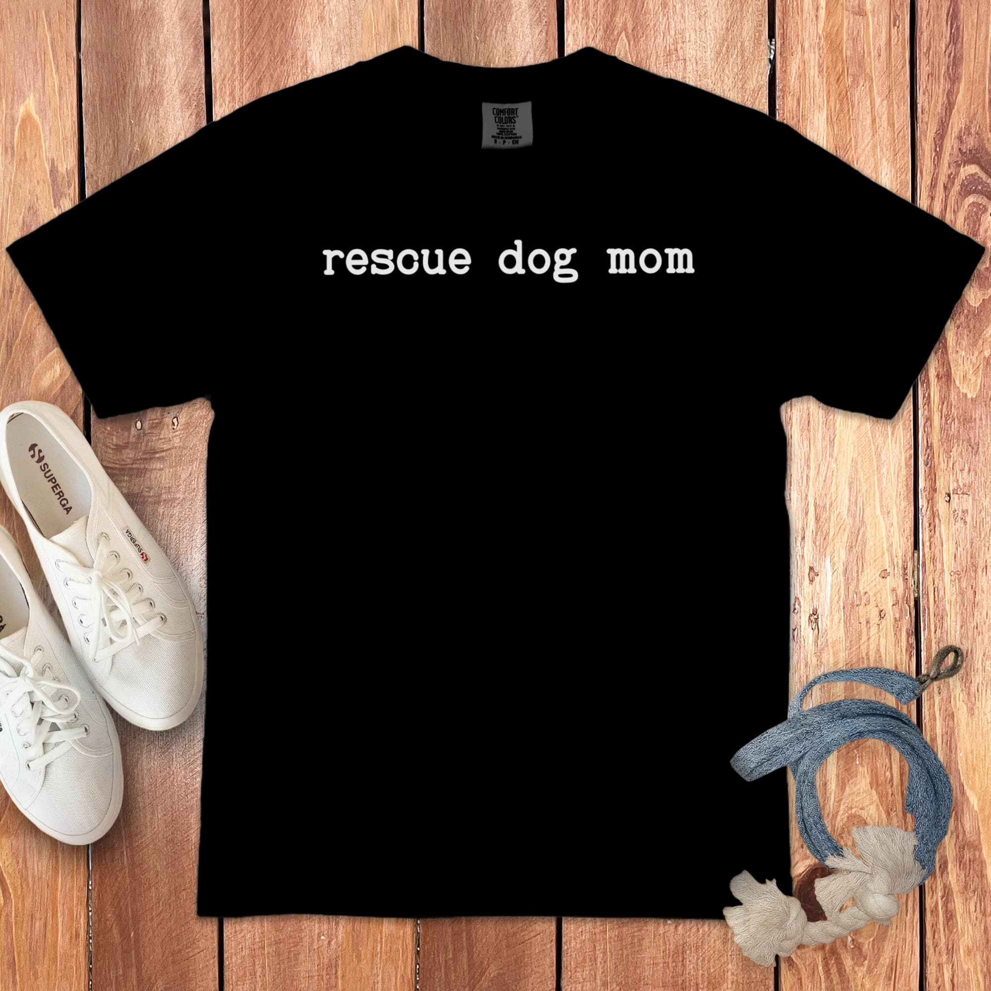 Rescue Dog Mom Signature T-Shirt in Black / S by Puppy Jo