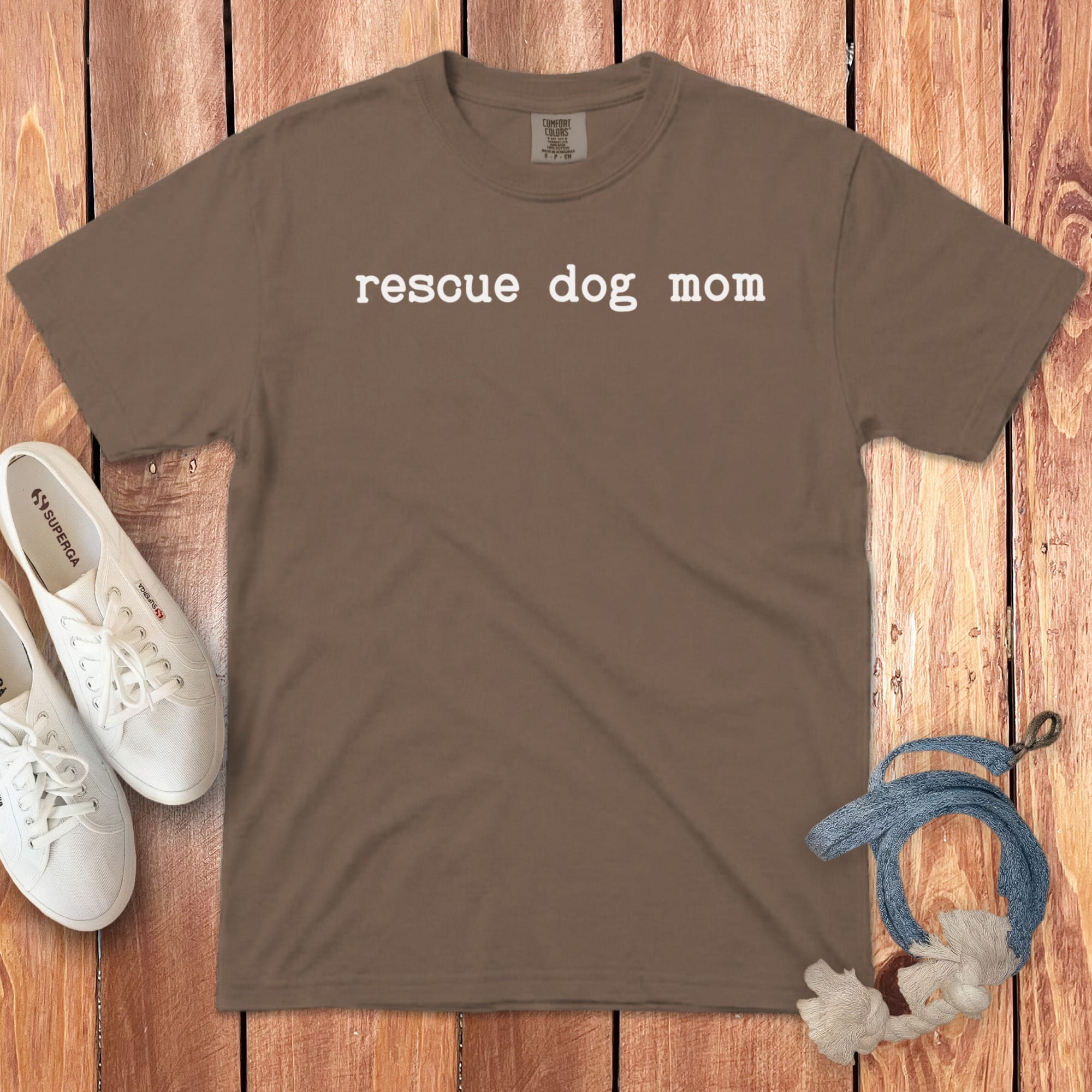 Rescue Dog Mom Signature T-Shirt in Espresso / S by Puppy Jo