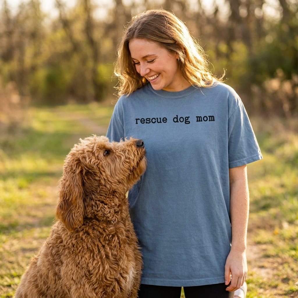 Rescue Dog Mom Signature T-Shirt in by Puppy Jo