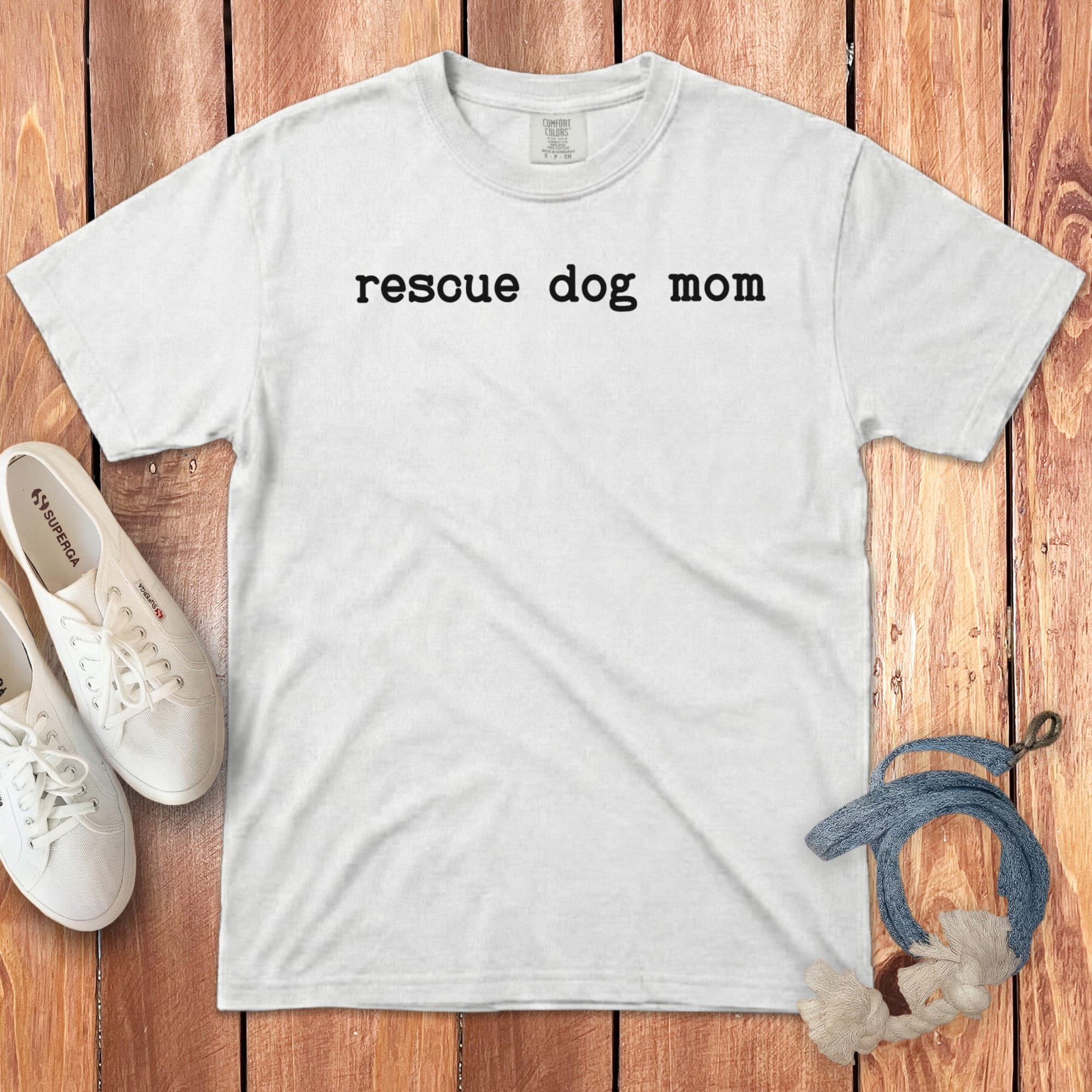 Rescue Dog Mom Signature T-Shirt in White / S by Puppy Jo