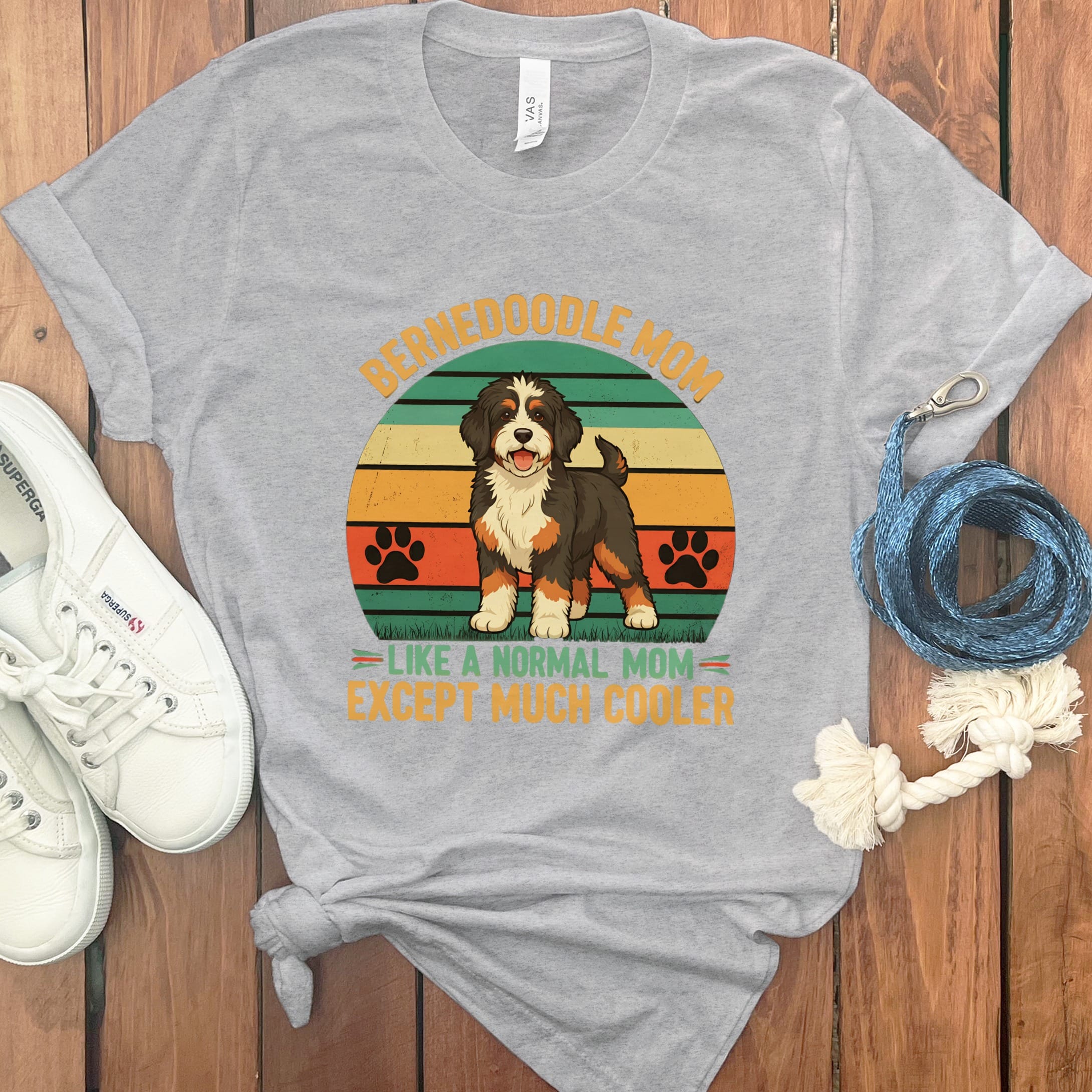 Retro Bernedoodle Mom T-Shirt in Athletic Heather / M by Puppy Jo