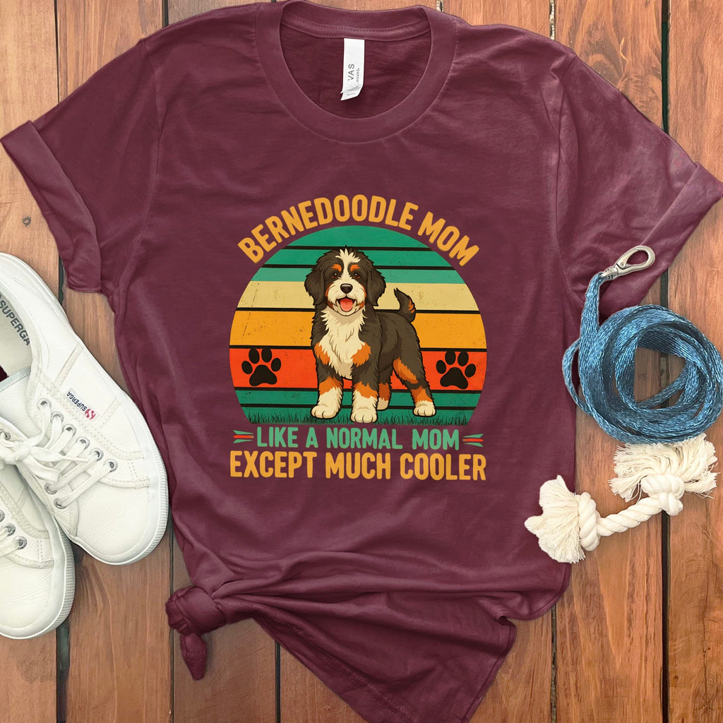 Retro Bernedoodle Mom T-Shirt in Maroon / M by Puppy Jo