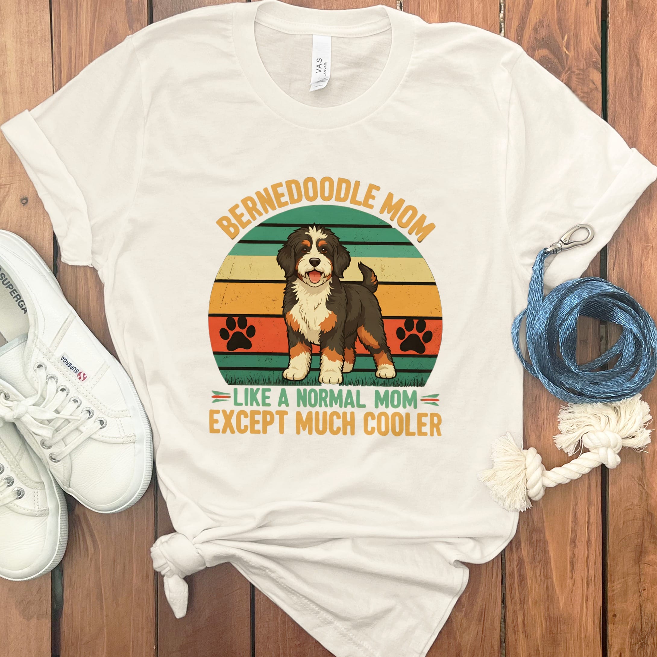 Retro Bernedoodle Mom T-Shirt in Natural / M by Puppy Jo