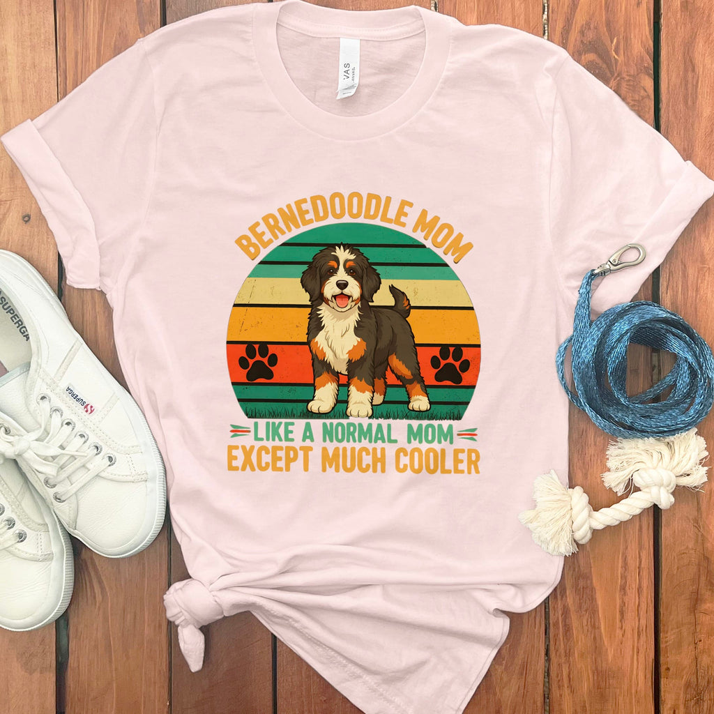 Retro Bernedoodle Mom T-Shirt in Soft Pink / M by Puppy Jo