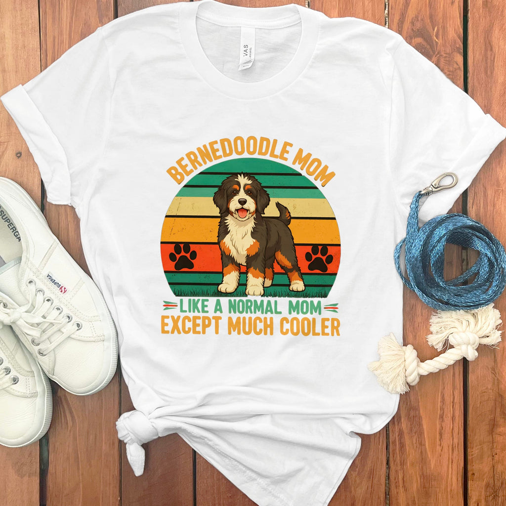Retro Bernedoodle Mom T-Shirt in White / M by Puppy Jo