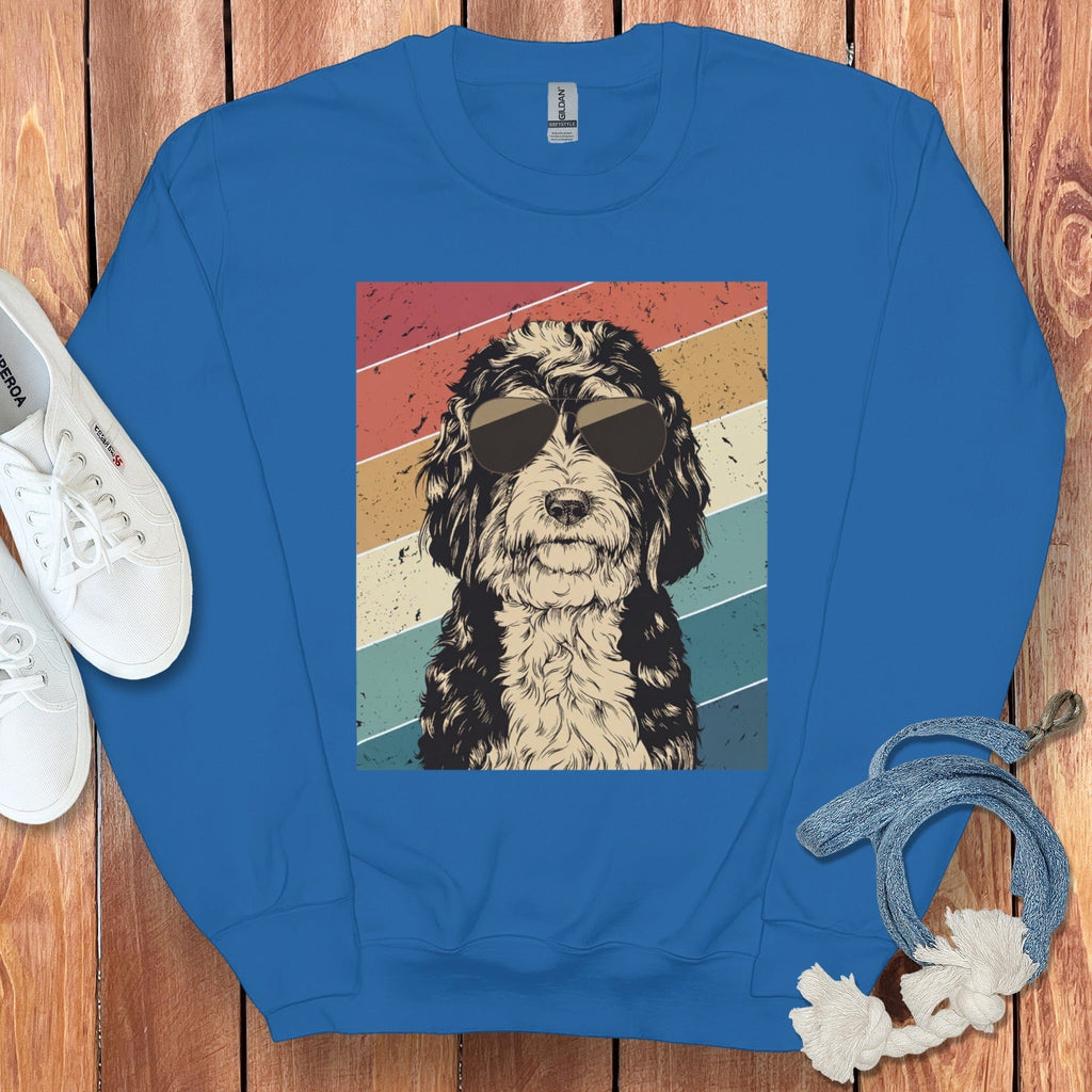 Retro Bernedoodle Sweatshirt in Royal / S by Puppy Jo