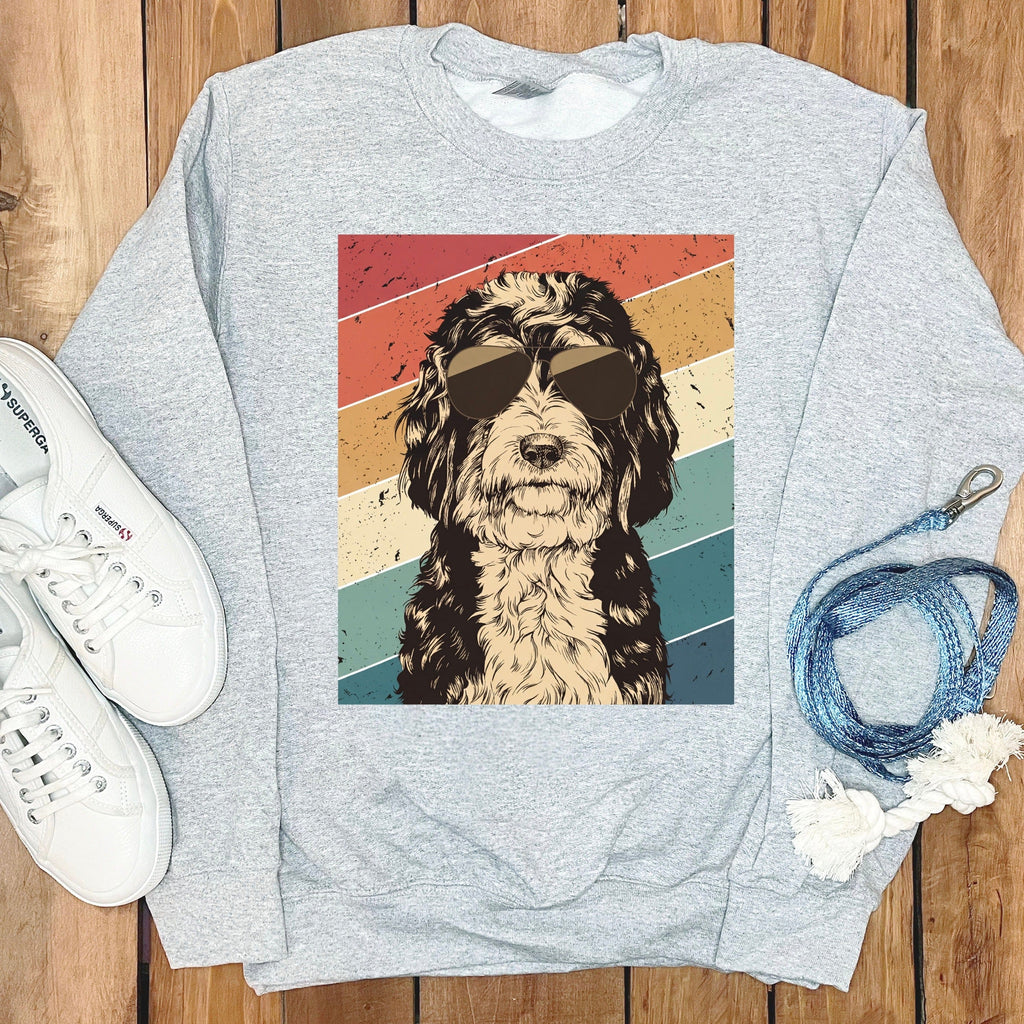 Retro Bernedoodle Sweatshirt in Sport Grey / S by Puppy Jo