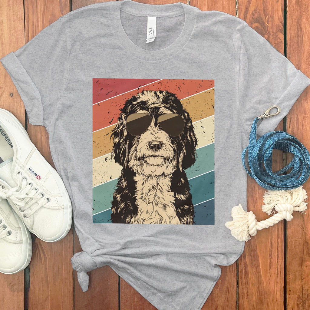 Retro Bernedoodle T-Shirt in Athletic Heather / S by Puppy Jo
