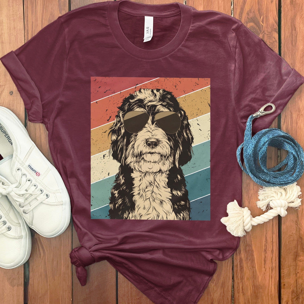 Retro Bernedoodle T-Shirt in Maroon / S by Puppy Jo