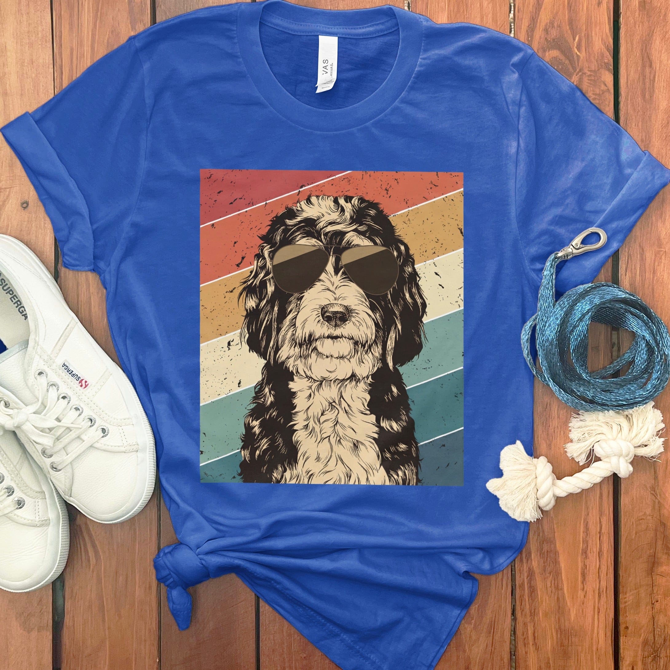 Retro Bernedoodle T-Shirt in True Royal / S by Puppy Jo