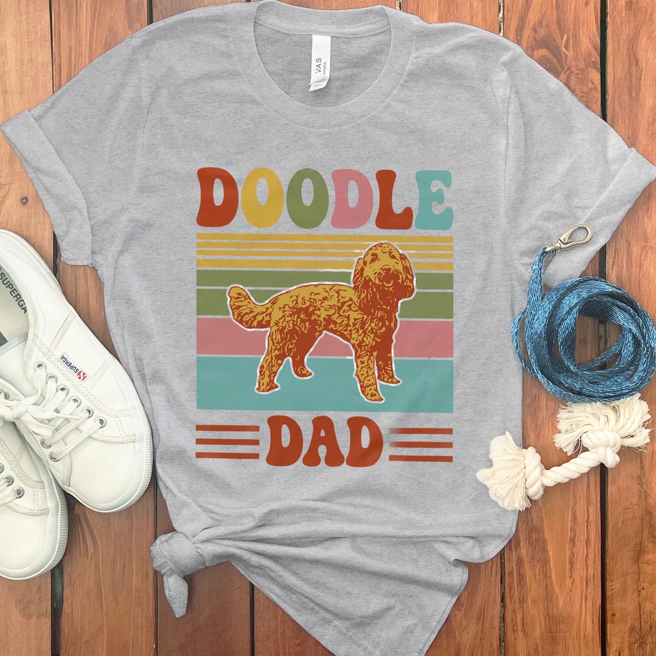 Retro Colored Doodle Dad T-Shirt in Athletic Heather / S by Puppy Jo