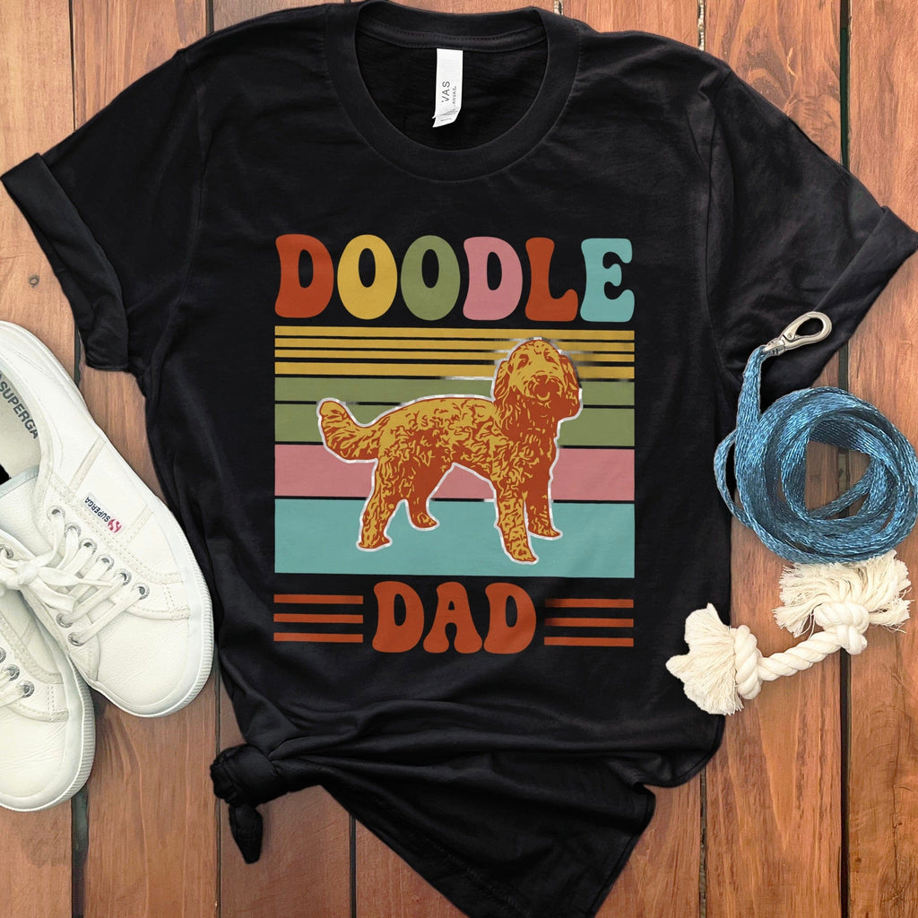 Retro Colored Doodle Dad T-Shirt in Black / S by Puppy Jo